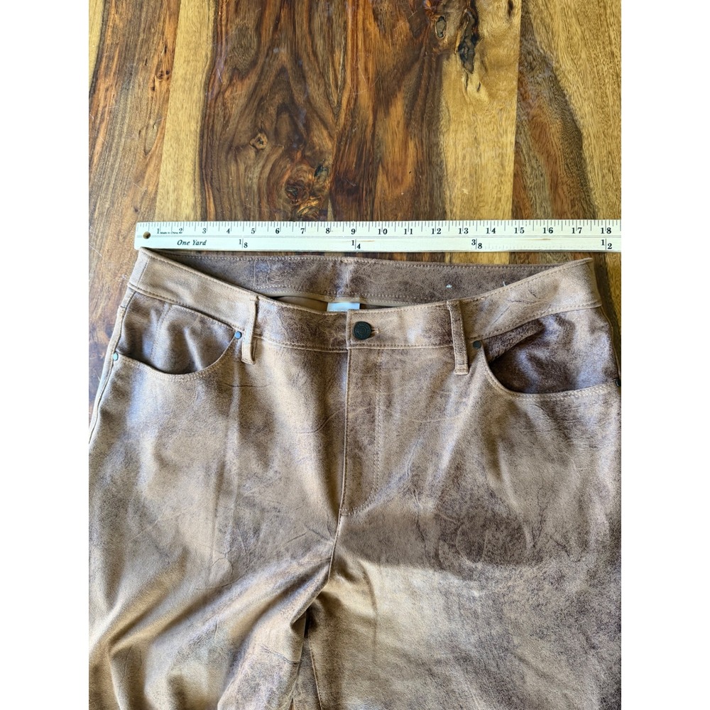 Chico's Womens Faux Leather Pants Tan Brown Size 2.5R 14 Western coastal Cowgirl - Picture 3 of 8